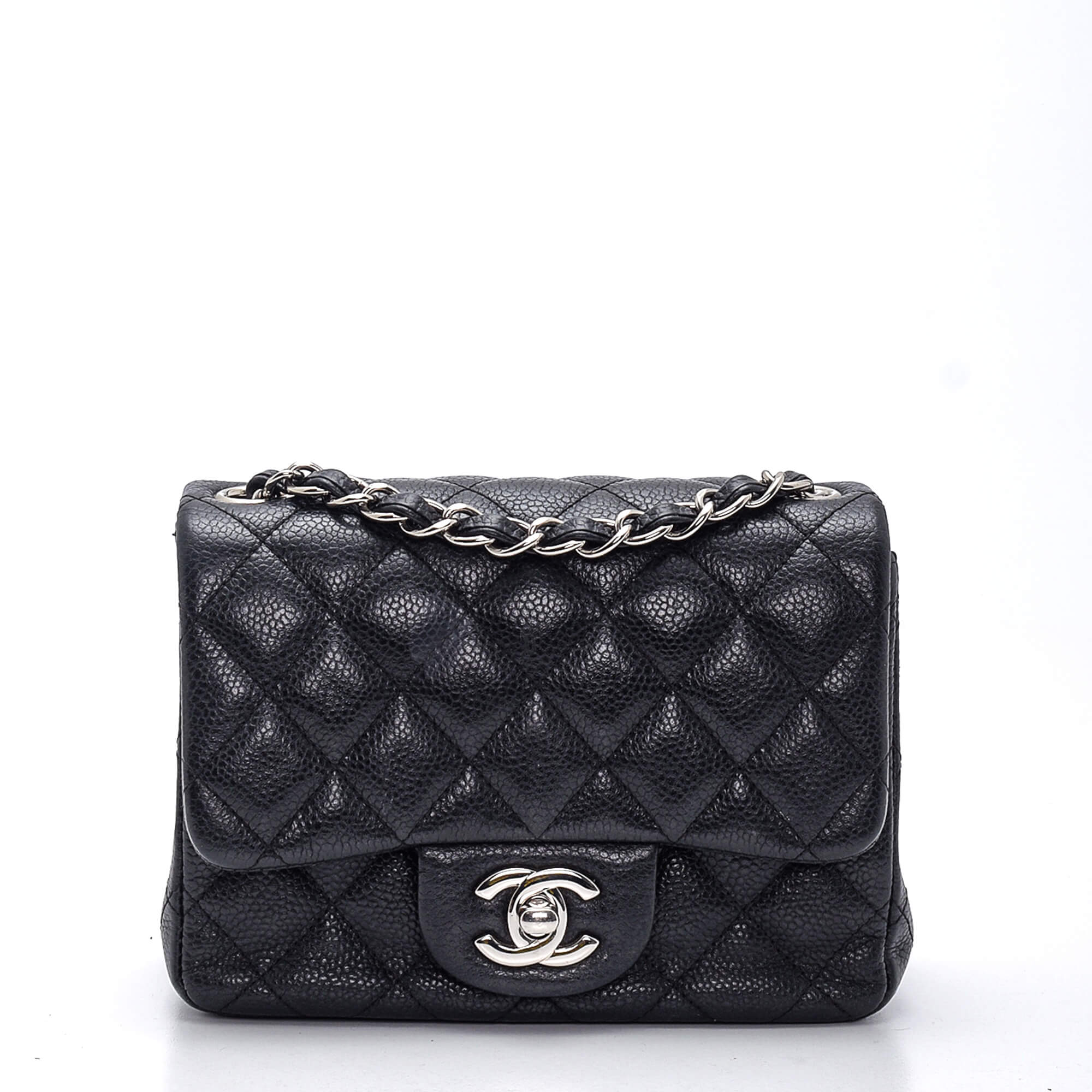 Chanel - Black Caviar Leather Square Mini Flap Bag